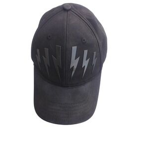 Neil Barrett Black Thunderbolt Baseball Cap‎ Hat BCP320B-C9501/0101 Mens OS